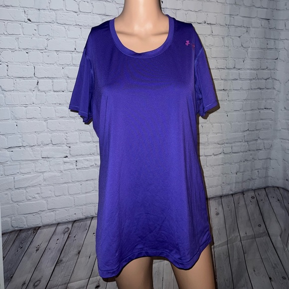 Under Armour Tops - Under Armour Fitted Dark Purple Shirt size XL